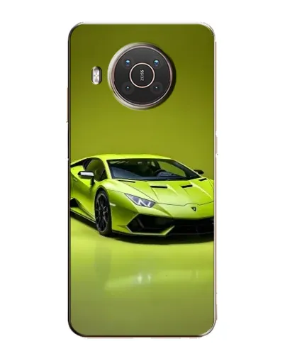 Чехол для Nokia X20 с картинкой «Салатовый Lamborghini Huracan»