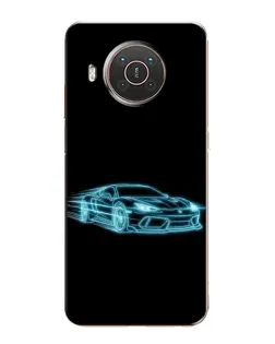 Чехол для Nokia X20 с картинкой «Неоновый контур Lamborghini»