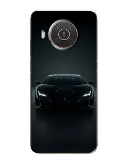Чехол для Nokia X20 с картинкой «Черный Lamborghini Aventador»