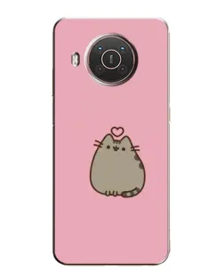 Чехол для Nokia X20 с картинкой «Pusheen сердце»