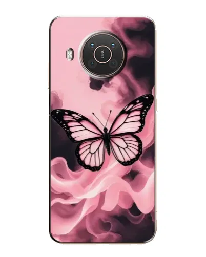 Чехол для Nokia X20 с картинкой «Бабочка в дыму»