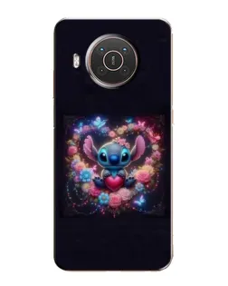Чехол для Nokia X20 с картинкой «Stitch в цветах»