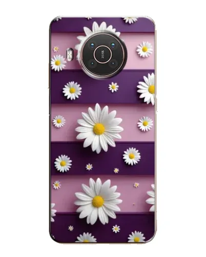 Чехол для Nokia X20 с картинкой «Ромашки на фиолетовом»