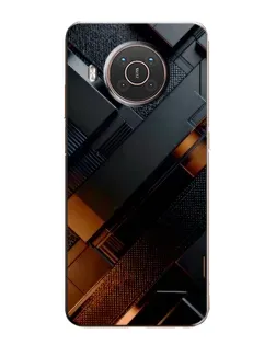 Чехол для Nokia X20 с картинкой «Черные геометрические блоки»