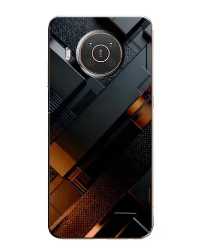 Чехол для Nokia X20 с картинкой «Черные геометрические блоки»