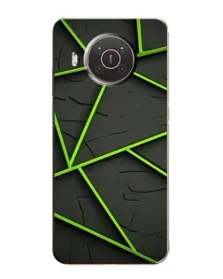 Чехол для Nokia X20 с картинкой «Зеленые геометрические линии»