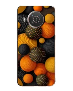 Чехол для Nokia X20 с картинкой «Объемные оранжевые сферы»