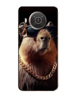 Чехол для Nokia X20 с картинкой «Капибара золотая цепь»