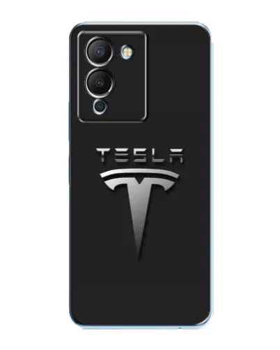 Чехол для Infinix Note 12 (G96) с картинкой «Стальной логотип Tesla»