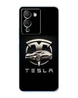 Чехол для Infinix Note 12 (G96) с картинкой «Tesla — серебристое авто»