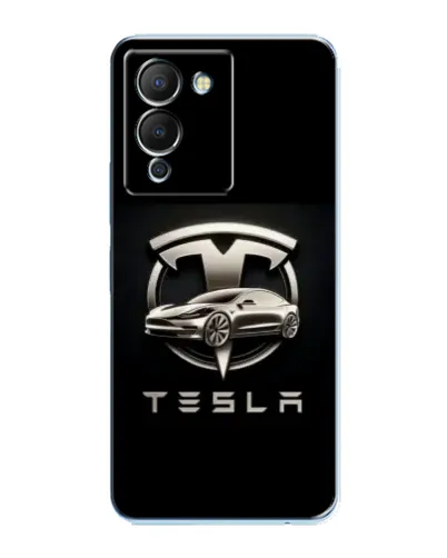 Чехол для Infinix Note 12 (G96) с картинкой «Tesla — серебристое авто»