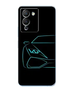 Чехол для Infinix Note 12 (G96) с картинкой «Голубой силуэт Lamborghini»
