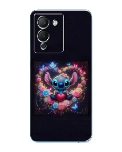 Чехол для Infinix Note 12 (G96) с картинкой «Stitch в цветах»