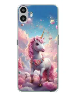 Чехол для Nothing CMF Phone 1 с картинкой «Единорог среди облаков»