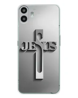 Чехол для Nothing CMF Phone 1 с картинкой «Металлический крест Jesus»