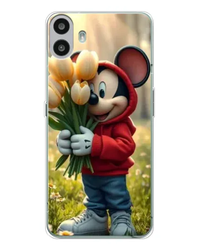 Чехол для Nothing CMF Phone 1 с картинкой «Микки с тюльпанами»