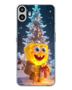 Чехол для Nothing CMF Phone 1 с картинкой «Рождественский Спанч Боб»