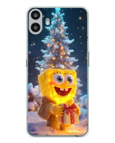Чехол для Nothing CMF Phone 1 с картинкой «Рождественский Спанч Боб»