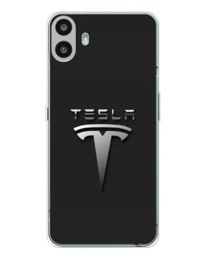 Чехол для Nothing CMF Phone 1 с картинкой «Стальной логотип Tesla»