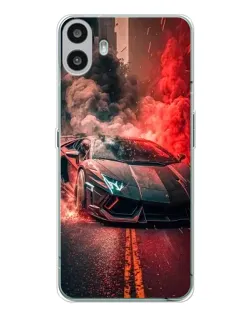 Чехол для Nothing CMF Phone 1 с картинкой «Lamborghini красный дым»
