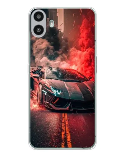 Чехол для Nothing CMF Phone 1 с картинкой «Lamborghini красный дым»