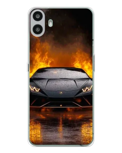 Чехол для Nothing CMF Phone 1 с картинкой «Lamborghini в огне»