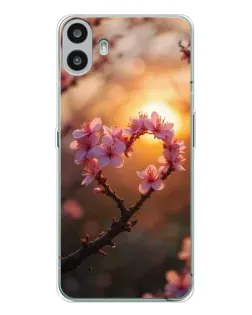 Чохол для Nothing CMF Phone 1 з картинкою «Рожевий цвіт  сердечко на тлі заходу»