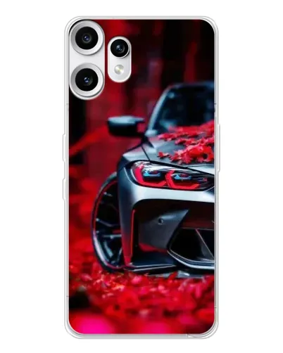Чехол для Nothing CMF Phone 2 Pro с картинкой «Спортивная BMW и цветы»