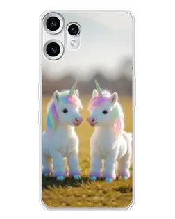 Чехол для Nothing CMF Phone 2 Pro с картинкой «Пара единорогов»