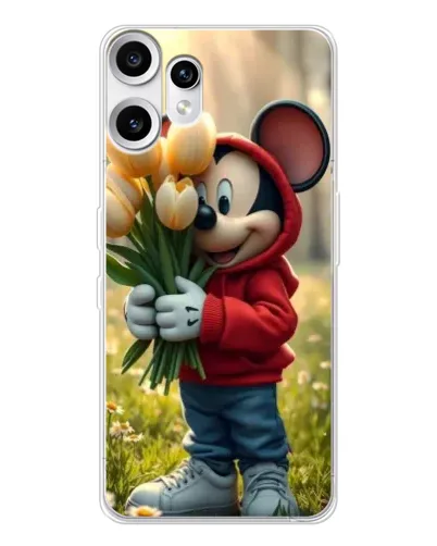 Чехол для Nothing CMF Phone 2 Pro с картинкой «Микки с тюльпанами» Чехол для Nothing CMF Phone 2 Pro с картинкой «Микки с тюльпанами»