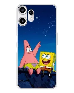 Чехол для Nothing CMF Phone 2 Pro с картинкой «Губка Боб и Патрик ночью»