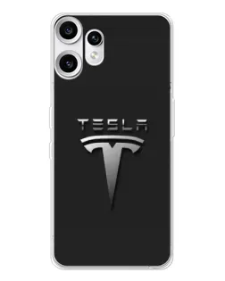 Чохол для Nothing CMF Phone 2 Pro з картинкою «Сталевий логотип Tesla»