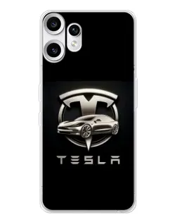 Чохол для Nothing CMF Phone 2 Pro з картинкою «Tesla — срібне авто»