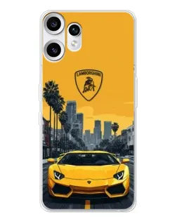 Чохол для Nothing CMF Phone 2 Pro з картинкою «Жовтий Lamborghini місто»