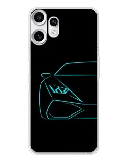 Чохол для Nothing CMF Phone 2 Pro з картинкою «Блакитний силует Lamborghini»