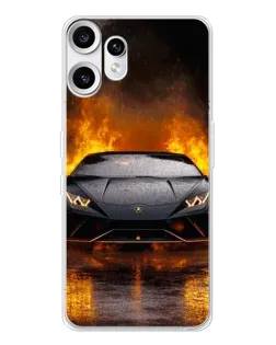 Чохол для Nothing CMF Phone 2 Pro з картинкою «Lamborghini у вогні»
