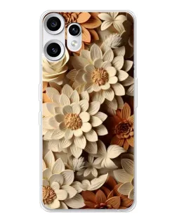 Чехол для Nothing CMF Phone 2 Pro с картинкой «Бежевый флористический декор» Чехол для Nothing CMF Phone 2 Pro с картинкой «Бежевый флористический декор»