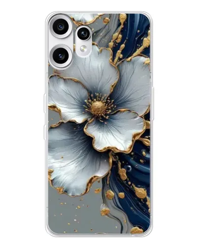 Чехол для Nothing CMF Phone 2 Pro с картинкой «Белый цветок и золотой флюид» Чехол для Nothing CMF Phone 2 Pro с картинкой «Белый цветок и золотой флюид»
