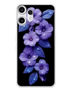 Чохол для Nothing CMF Phone 2 Pro з картинкою «Фіолетові квіти з росою»