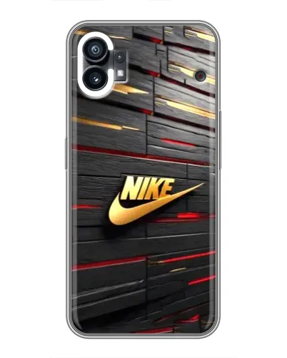 Чехол для Nothing Phone 1 с картинкой «Золотой Nike на металле»