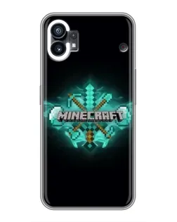 Чехол для Nothing Phone 1 с картинкой «Minecraft Diamond лого»