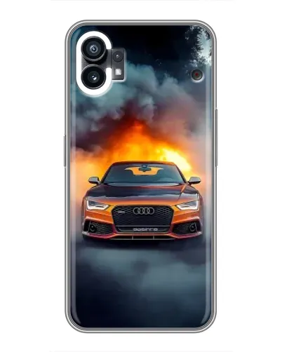 Чехол для Nothing Phone 1 с картинкой «Audi в огненном дыму»