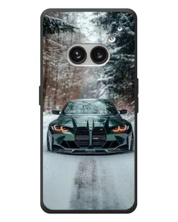 Чехол для Nothing Phone (2a) Plus с картинкой «BMW в зимнем лесу»
