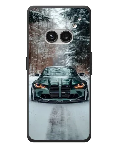 Чехол для Nothing Phone (2a) Plus с картинкой «BMW в зимнем лесу»