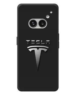Чехол для Nothing Phone (2a) Plus с картинкой «Стальной логотип Tesla»