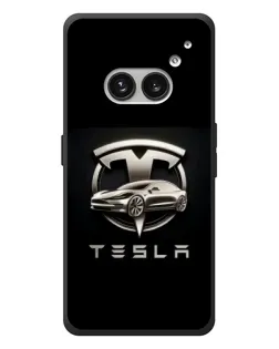 Чехол для Nothing Phone (2a) Plus с картинкой «Tesla — серебристое авто»