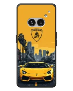 Чохол для Nothing Phone (2a) Plus з картинкою «Жовтий Lamborghini місто»
