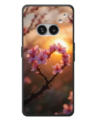 Чехол для Nothing Phone (2a) Plus с картинкой «Розовый цвет сердце на фоне заката»