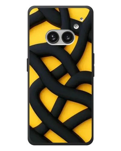 Чехол для Nothing Phone (2a) Plus с картинкой «Черное желтое переплетение»