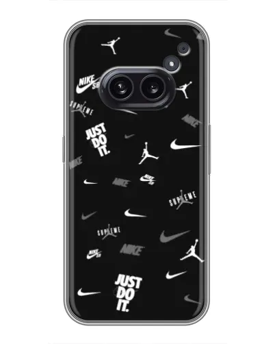 Чохол для Nothing Phone 2a з картинкою «Nike Black Pattern» Чохол для Nothing Phone 2a з картинкою «Nike Black Pattern»